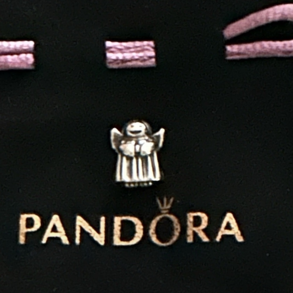 Pandora Silver Angel Charm with Pink Accents